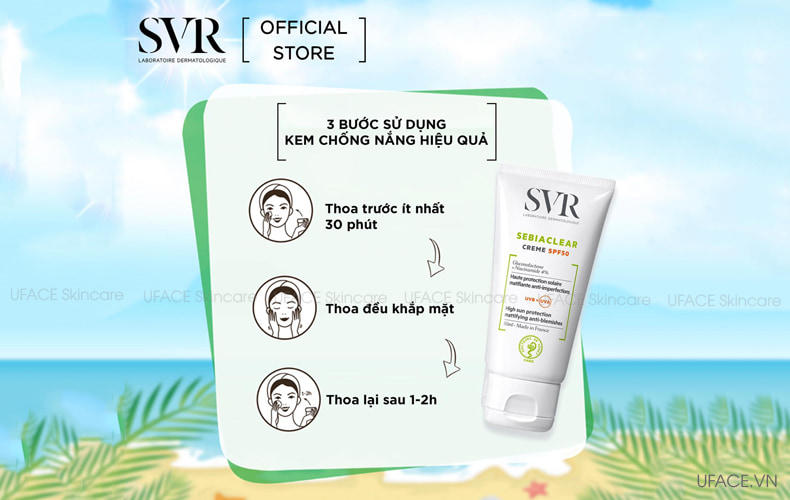 Kem trị mụn và chống nắng-SVR Sebiaclear Cream Spf50 2 in 1