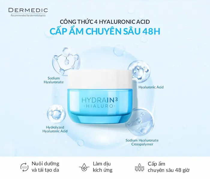Kem dưỡng ẩm ban đêm Dermedic Hydrain3 Hialuro Cream Gel Ultra Hydrating (50gr) 4