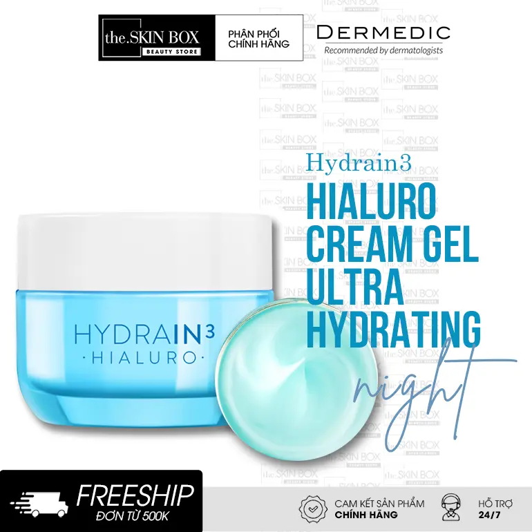 Kem dưỡng ẩm ban đêm Dermedic Hydrain3 Hialuro Cream Gel Ultra Hydrating (50gr)