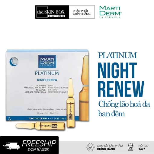Tinh chất MartiDerm Platinum Night Renew Ampoule chống lão hoá ban đêm (2ml)