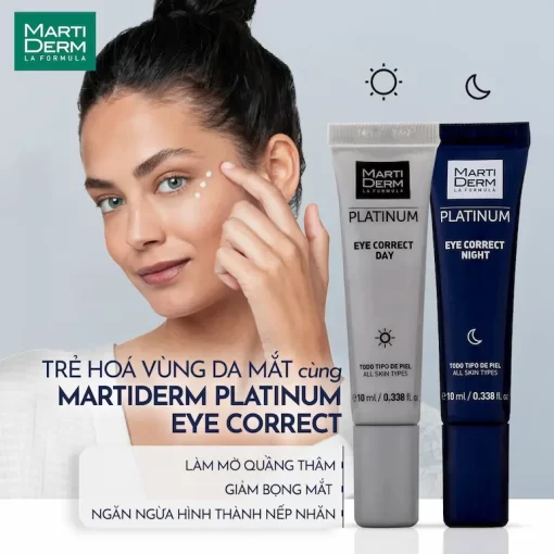 Kem dưỡng giảm thâm, bọng mắt (ngày – đêm) MartiDerm Platinum Eye Correct (2 tuýp10ml) 2