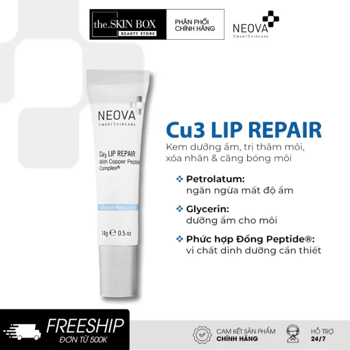 Son dưỡng môi phục hồi tái tạo Neova Cu3 Lip Repair (14g)