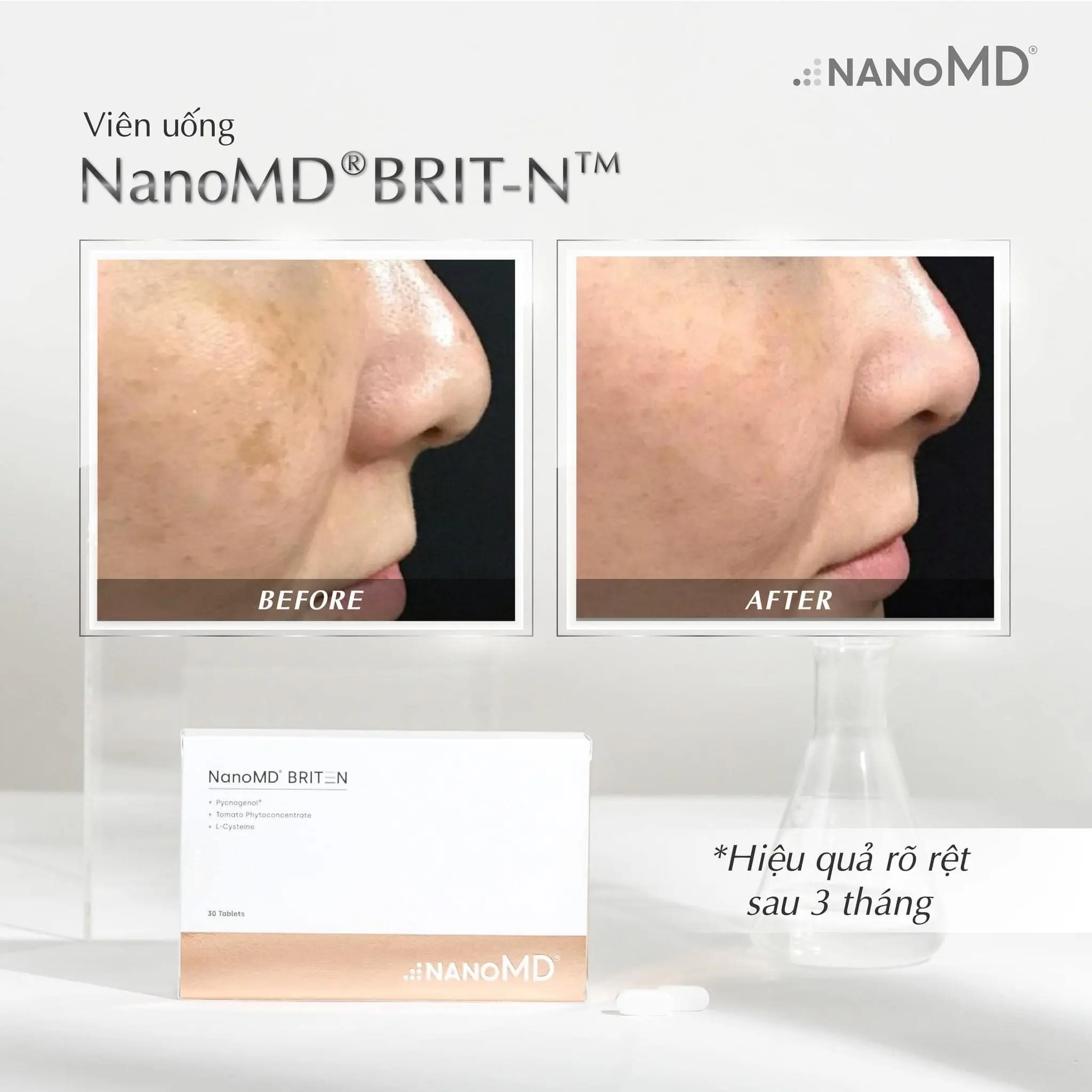Viên uống trẻ hóa và dưỡng trắng da NanoMD BRIT-N 2.0 (Hộp 30 viên) (10)